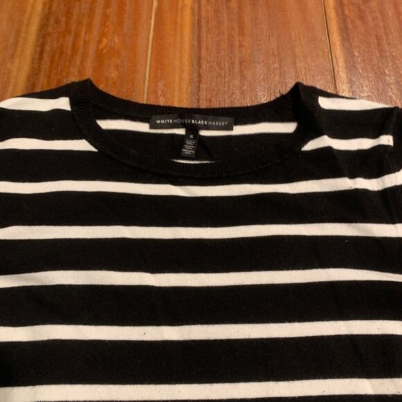 White House Black Market Striped Short Sleeve Pullover Sweater Small - Picture 3 of 7